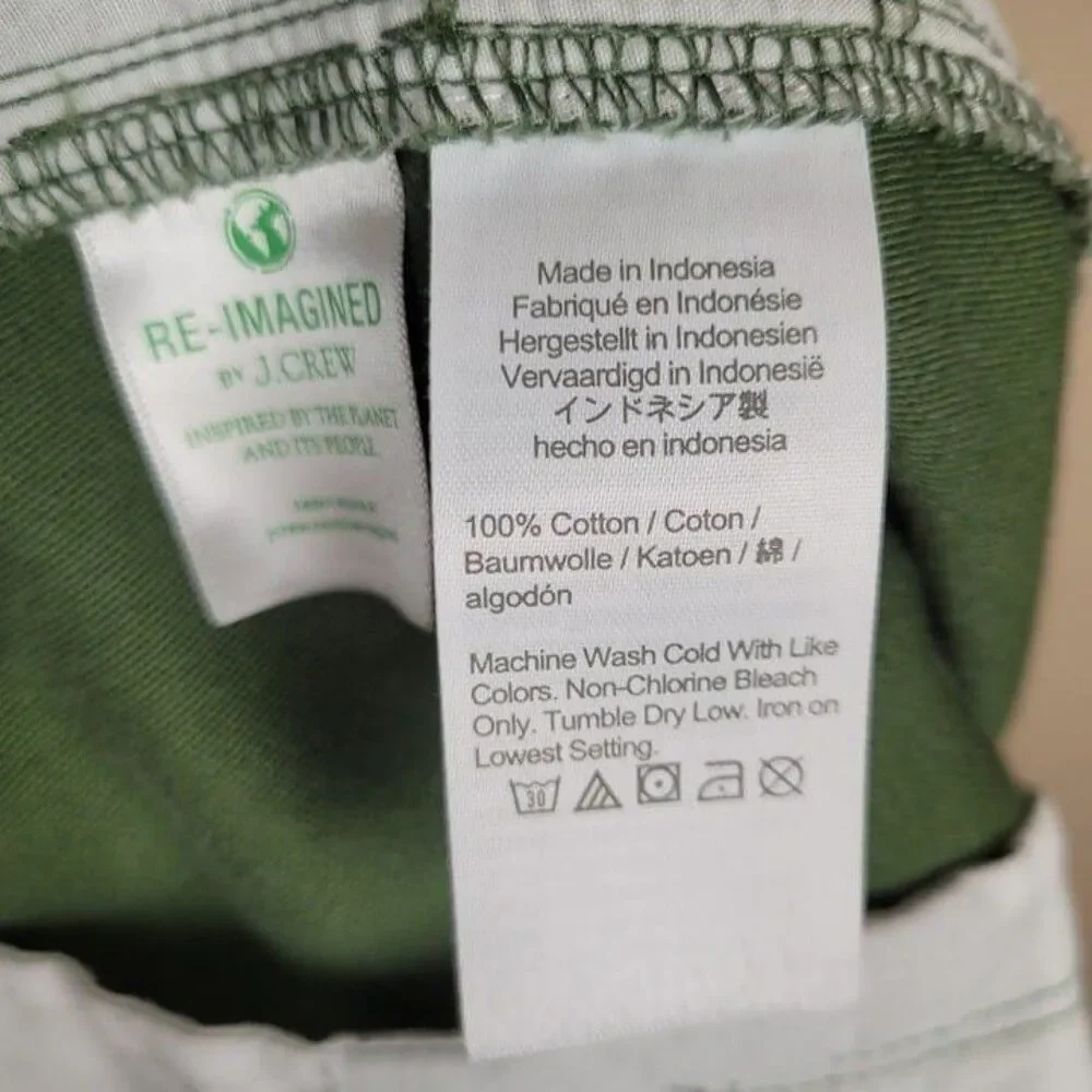J. Crew Size 18 Cotton Camp Pants High Rise Crop Utility Green